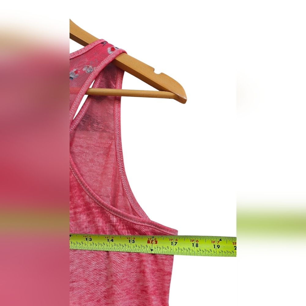 Bobbie Brooks - Pink Tank Top with 'LOVE' Graphic Semi Sheer Floral - Picture 7 of 8
